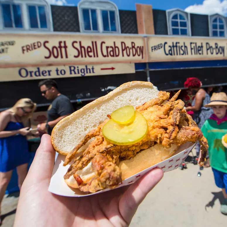 Crab poboy at JazzFest